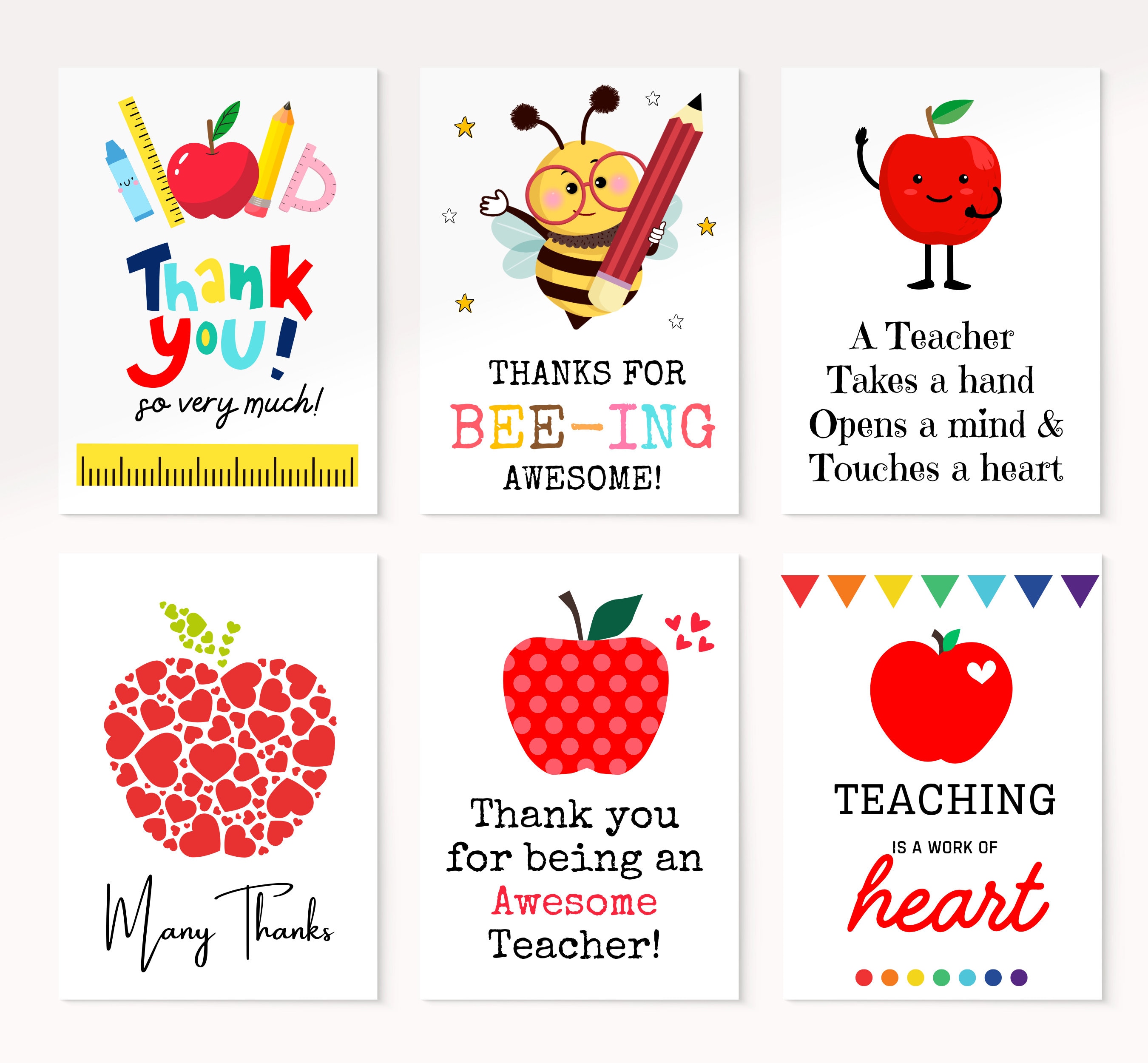 Teacher Appreciation Card Printable, Teacher Thank You Card, End of