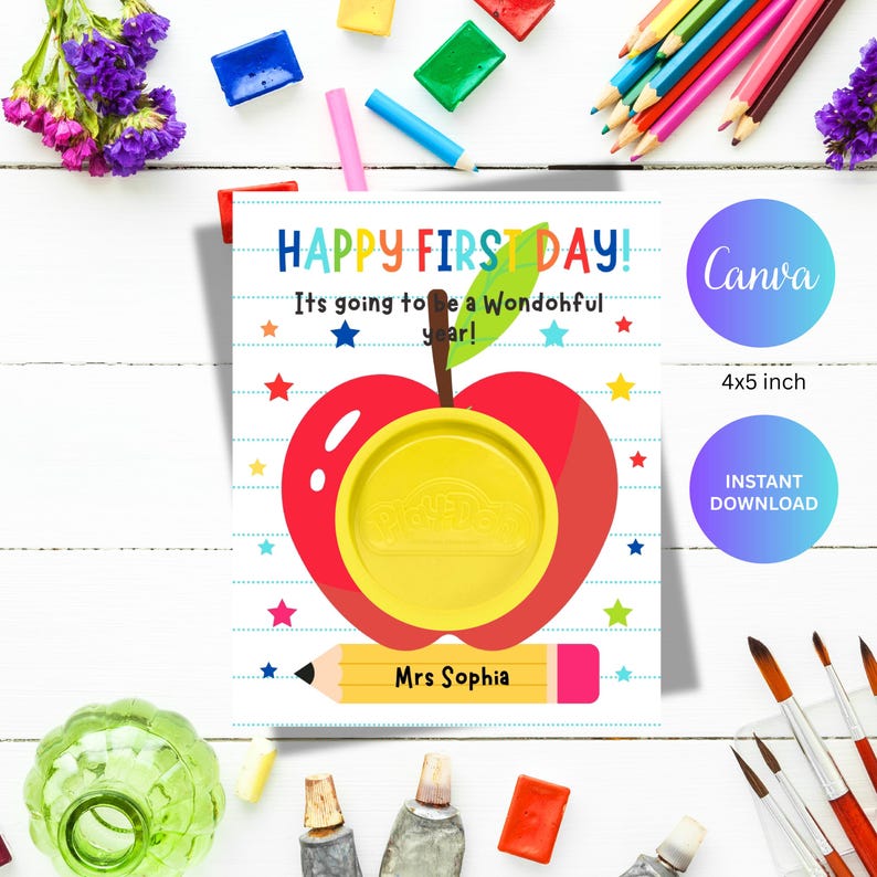 Back to School Play Doh Cards First Stay of School Gift Back to School ...