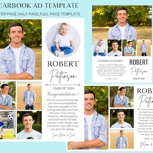 Full, Half & Quarter Page Yearbook Ad Canva Editable Template, Diy Editable Personalized, Canva High School Grad, Modern Graduate Yearbook