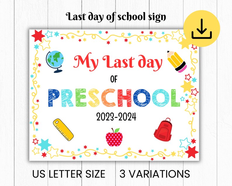 Printable Last Day of School Chalkboard Sign, Reusable Last Day of ...