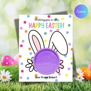 Osterspielkartenvorlage, druckbare eiförmige Osterei-Playdoh-Halterung, bearbeitbare Klassenzimmer-Schultags, sofortiger Download