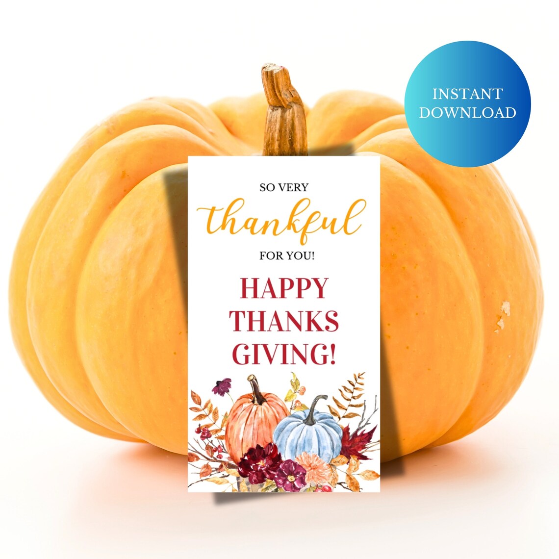 Printable so Very Thankful for You Gift Tag, Autumn Favor Tag, Happy ...