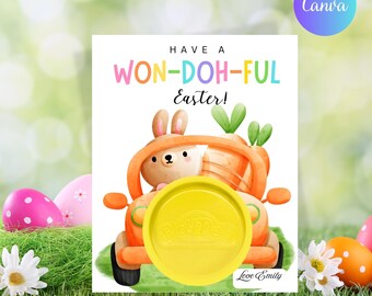 Easter Play Dough Card Template, Printable Egg-Cellent Easter Egg Playdoh Holder, Editable Classroom School Tags, Instant Download
