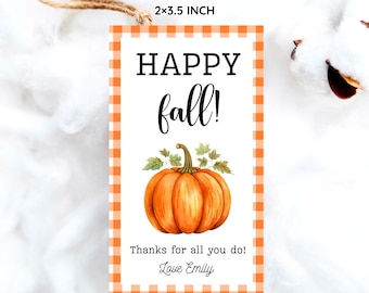 Happy Fall Tag  Pumpkin Favor Tag  Fall Thank You Tag Autumn Favor Tag  Fall Gift Tags Thank You Tag  Printable Happy Fall Gift Tag