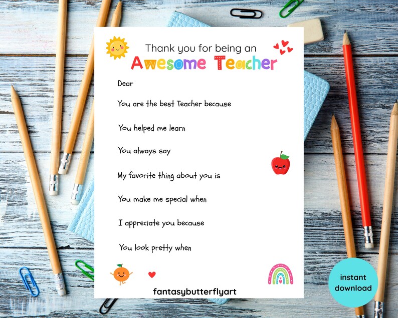Teacher Appreciation Week Printable Teacher Appreciation Gift Thank You ...