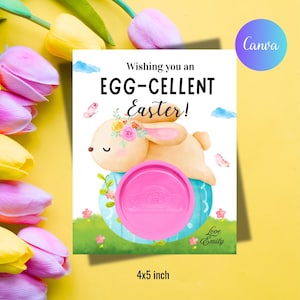 Easter Play Dough Card Template, Printable Egg-Cellent Easter Egg Playdoh Holder, Editable Classroom School Tags, Instant Download