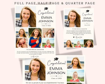 Editable Yearbook Ad Template, Full Page Half Page Quarter Page Senior Yearbook Ads, Edit in Canva, Instant Download