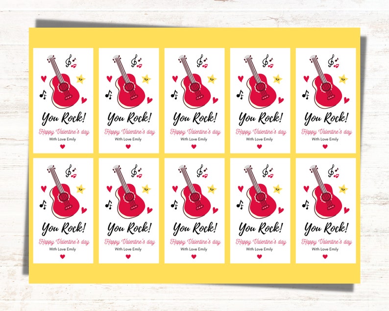 You Rock Valentine's Day Gift Tag Kids Valentines Rock Star Classroom ...