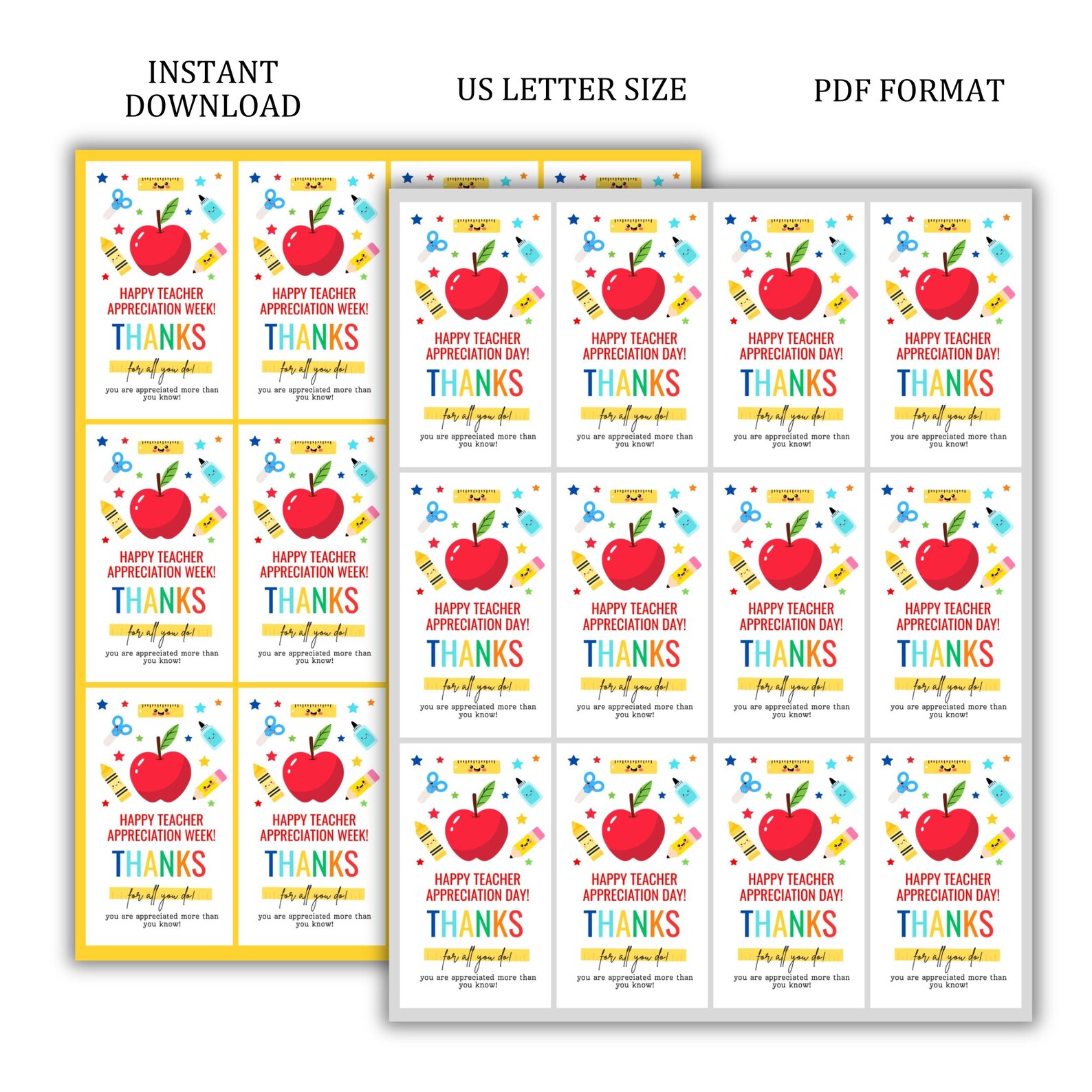 Happy Teacher Appreciation Week Gift Tag Template, Printable Thank You ...