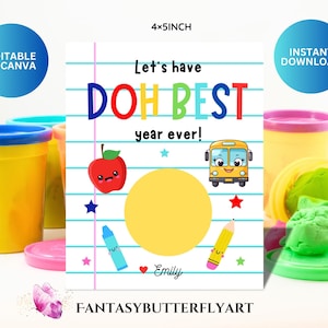 Back to School Play Doh Cards | First Stay of School Gift | Back to School Teacher Playdoh | Teacher Class Gift | Instant PDF Download