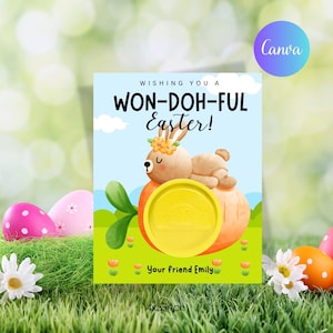 Easter Play Dough Card Template, Printable Egg-Cellent Easter Egg Playdoh Holder, Editable Classroom School Tags, Instant Download