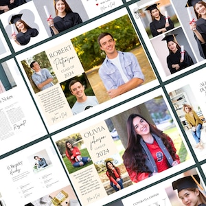 May include: A graduation yearbook layout with photos of students in their caps and gowns. The text on the page includes the names "Robert Paffingon", "Olivia Jobogan", and "All My Ducks In A Row".