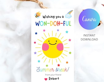 Play Dough Gift Tag Template: Editable Summer School Favor (Digital Download)