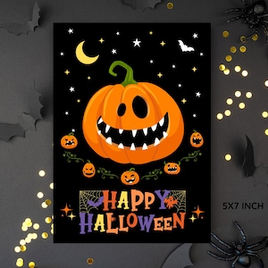 IMPRIMABLE Happy Halloween carte de voeux école enfants garçons et filles personnel collègue cadeau effrayant fête d'Halloween carte cadeau bricolage cadeau de dernière minute
