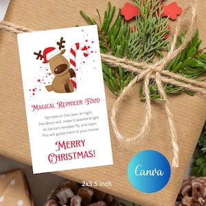 Personalisierte Magie Rentier Food Tag Kundenspezifische Weihnachtsmagie Rentier Festliche Handgemachte Feiertags-Magie-Heiligabend-Tradition zum Ausdrucken
