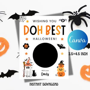 Halloween Play Doh-kaartsjabloon, afdrukbare Wishing You Doh Best Halloween-deeghouder, bewerkbare Spooky Spider-tags, Instant Download
