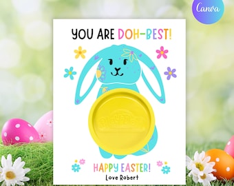 Easter Play Dough Card Template, Printable Egg-Cellent Easter Egg Playdoh Holder, Editable Classroom School Tags, Instant Download