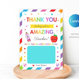 Plantilla para porta tarjetas de regalo de agradecimiento a profesores, etiqueta imprimible "Un pequeño obsequio solo para ti", etiquetas editables de agradecimiento al personal, descarga instantánea