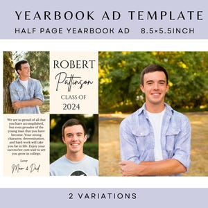 Senior Recognition Ad, Half Page Yearbook Ad Template, Graduation Yearbook Advertisement, Editable in Canva, DIY Yearbook Ad image 9