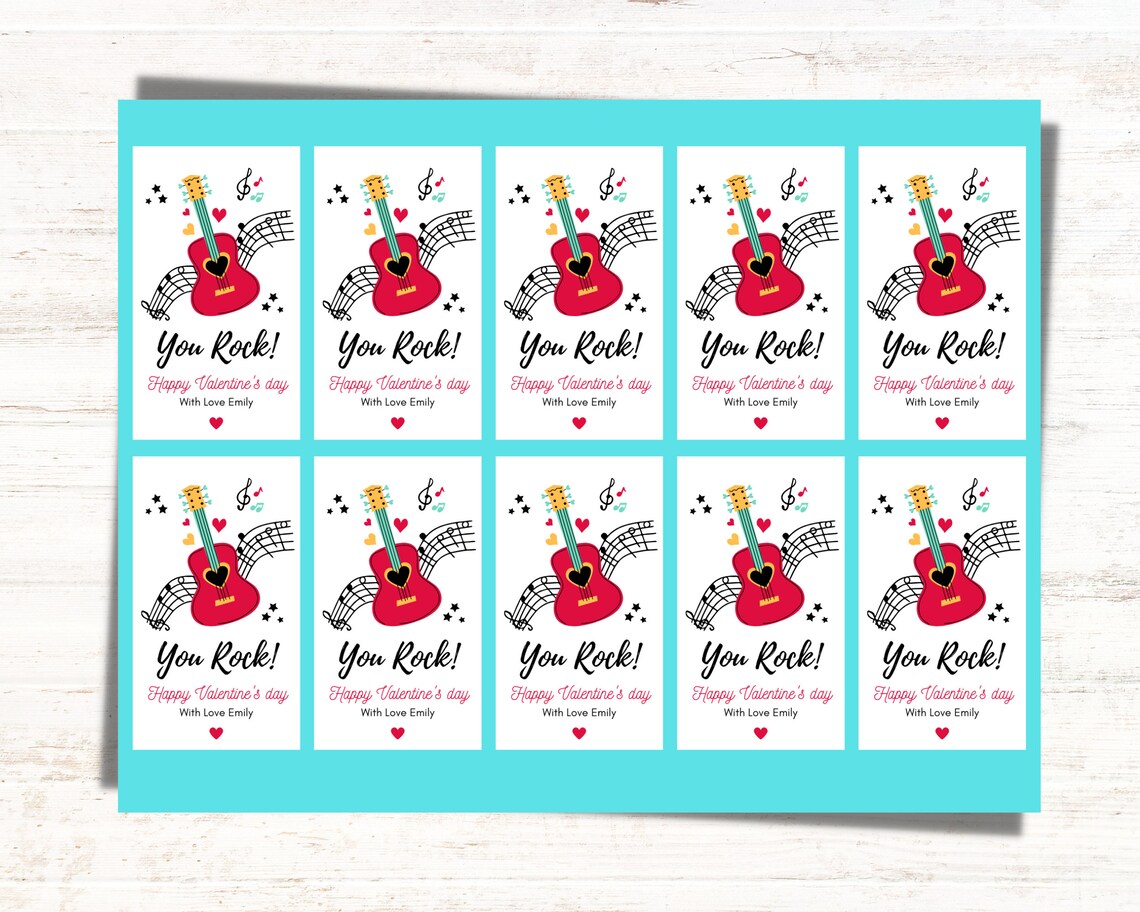You Rock Valentine's Day Gift Tag Kids Valentines Rock Star Classroom ...