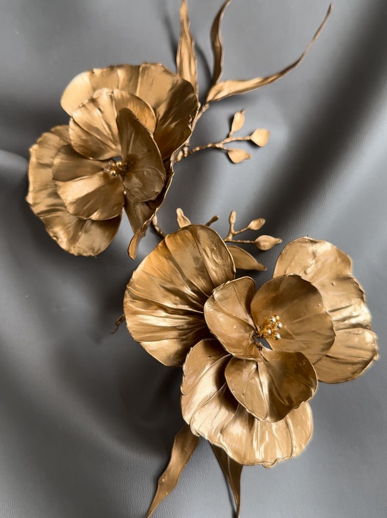 Bronze Flowers Monliesmade Haircomb Brooch zdjęcie 5