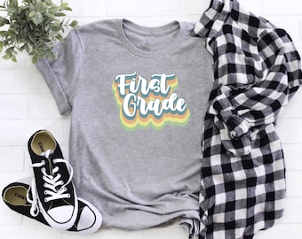 Retro First Grade PNG - Teacher Tshirt - Sublimation - Digital Download