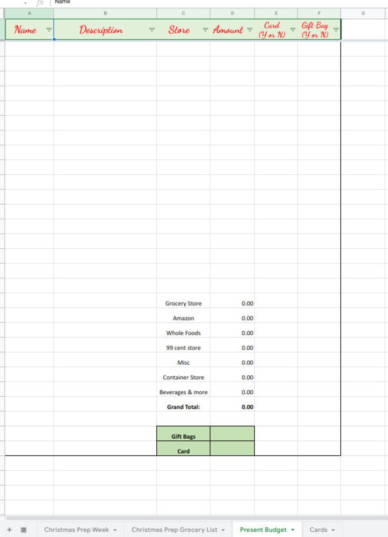 Budget Template & Christmas/ Holiday Planning Spreadsheet Workbook PDF Printable image 3