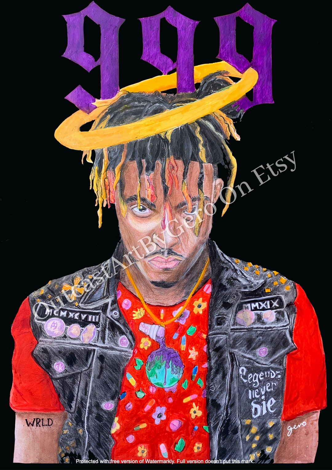 Juice WRLD Acrylic Painting A2 High Quality Art Print, Unique, Signed