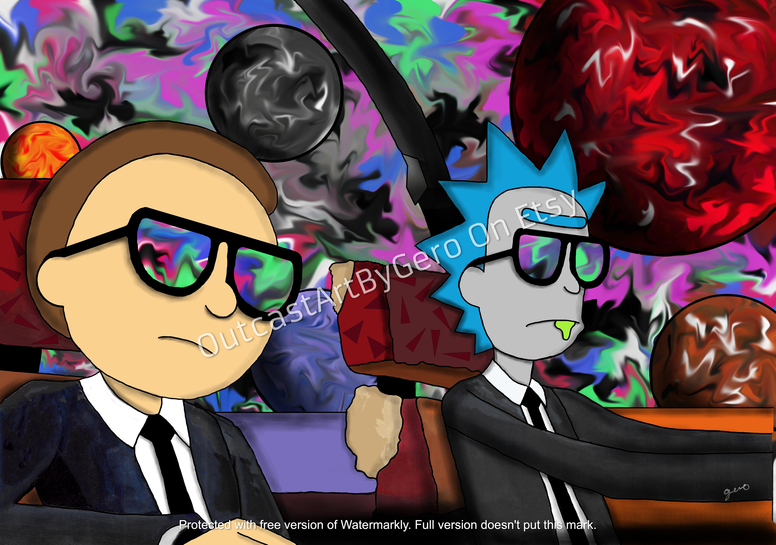 Rick and Morty trippy illustration - digital art : rickandmorty