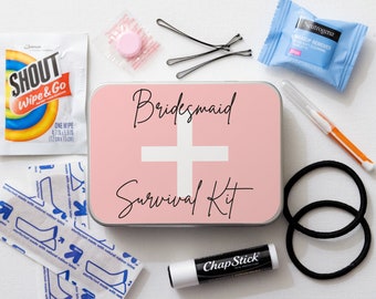 First Aid | Wedding Day Survival Kit Gift | Hangover Emergency Kit | Bridesmaid Gift | Bridesmaid Survival Tin | Mini-Emergency Kit