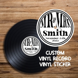 Vintage Mr. & Mrs. Vinyl Record Sticker for Wedding Guest Book | Personalized Wedding Guest Book Sticker | Vintage Retro Vinyl Record Label