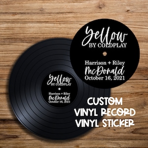 Custom Vinyl Record Sticker for Wedding Guest Book | Personalized Wedding Guest Book Sticker | Ships Quickly to You! | Record Guest Book