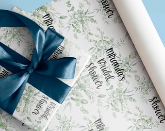 Greenery Name | Custom Personalized Wedding Wrapping Paper | Bridal Shower Wrapping Paper | Wedding Gift Wrap Paper | Gift Paper