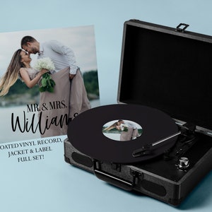 Custom Photo Vinyl Record Sticker + Record Jacket for Wedding Guest Book | Personalized Wedding Guest Book Sticker | Ships Quickly to You!