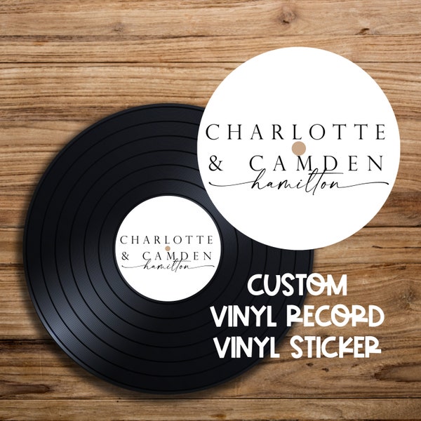 Name Duo Custom Vinyl Record Sticker for Wedding Guest Book | Personalized Wedding Guest Book Sticker | Ships Quickly to You! | Wedding Sign