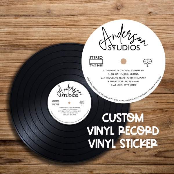 Authentic Record Style Label | Vinyl Record Sticker for Wedding Guest Book | Personalized Wedding Guest Book Sticker | Custom Record Label