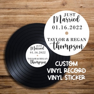 Just Married Vinyl Record Sticker for Wedding Guest Book | Personalized Wedding Guest Book Sticker | Custom Party Decor | Record Guest Book