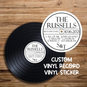 Classic Vinyl Record Sticker for Wedding Guest Book | Personalized Wedding Guest Book Sticker | Ships Quickly to You! | Record Guest Book