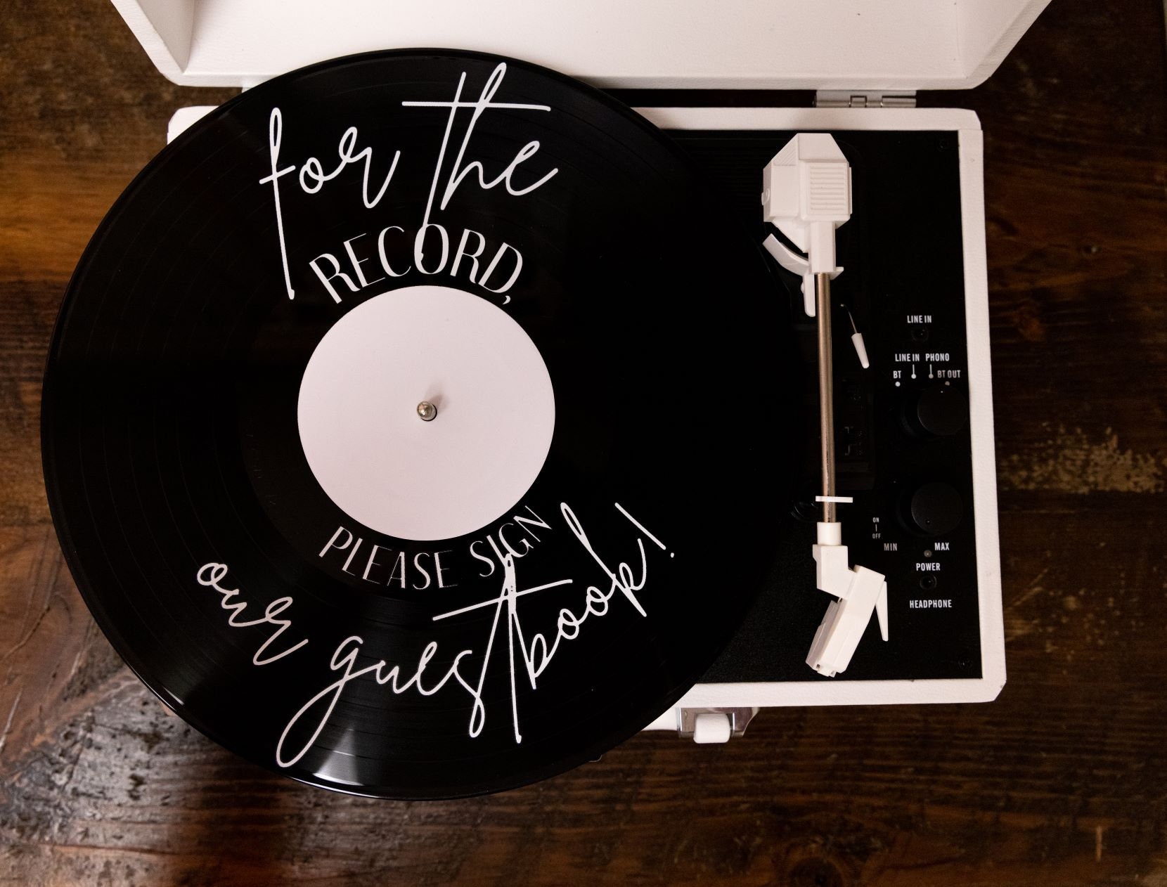 For the record, please sign our guestbook! | Record Guestbook Sign | Sign our Guestbook | Record Label Guestbook | Wedding Record Guestbook