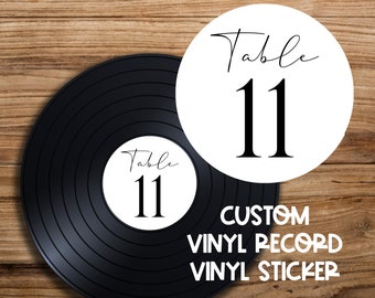 Wedding Record Table Numbers | Custom Photo Vinyl Record Sticker for Wedding | Personalized Wedding Table Numbers | Wedding Record Decor