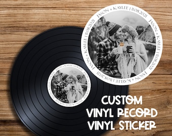 Benutzerdefinierte Foto Vinyl Schallplatten Aufkleber für Hochzeit Gästebuch | Personalisierte Hochzeit Gästebuch Aufkleber | Versand schnell zu Ihnen! | Hochzeitsschild