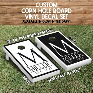 Involucri personalizzati per cornhole da matrimonio / Corn Hole per giochi da matrimonio / Giochi da giardino per matrimoni / Corn Hole personalizzato / Involucro per corn hole con cognome