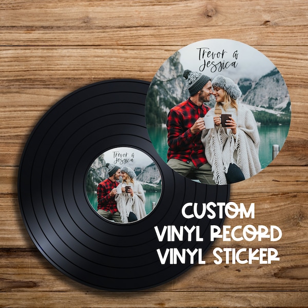Custom Photo Vinyl Record Sticker for Wedding Guest Book | Personalized Wedding Guest Book Sticker | Ships Quickly to You! | Wedding Sign