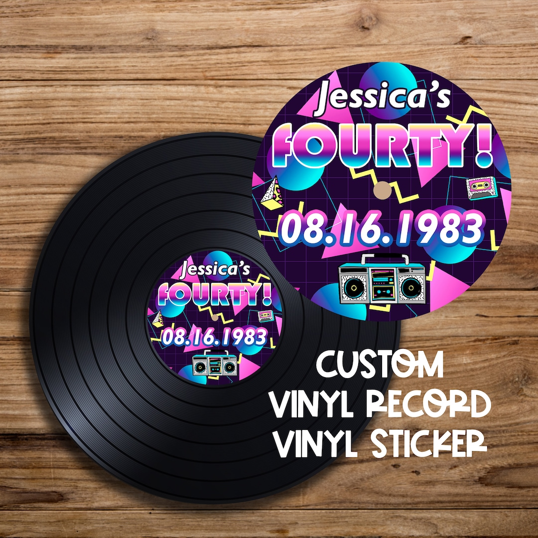 80's Retro Vinyl Sticker Decal for Record Birthday Party Guestbook ...
