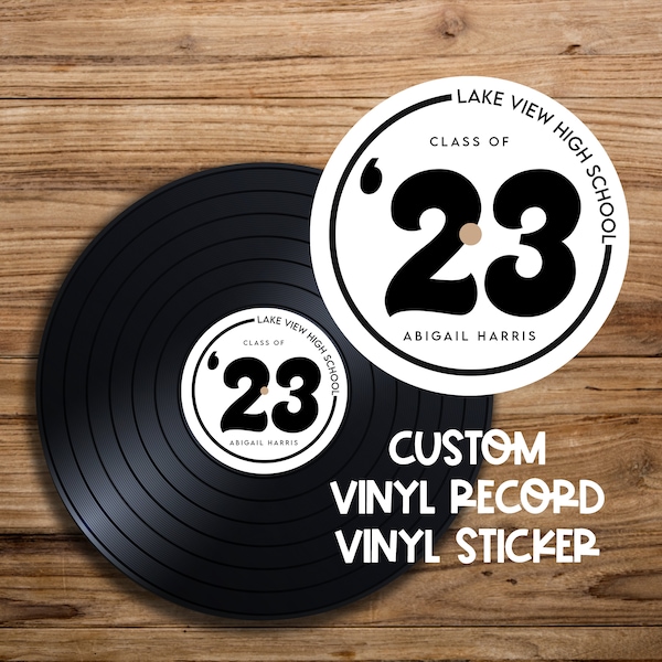 Class of | Senior Graduation Vinyl Record Sticker for Guest Book | Personalized Graduation Sticker | Ships Quickly to You | Grad Party Decor