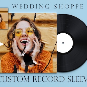 Custom Photo Vinyl Record Sleeve for Wedding Guest Book | Personalized Wedding Vinyl Record Sleeve for Guest Book | Custom Record Sleeve