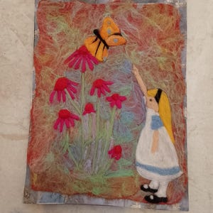 Alice in Wonderland made of carded wool