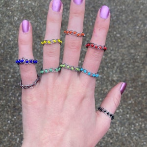 Braided rings, braided seed bead ring, wire wrapped seed beads, braided bead ring, handmade, ring