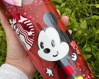 Mickey and Minnie Snowglobe Tumbler - Kiss Me - Ready to Ship
