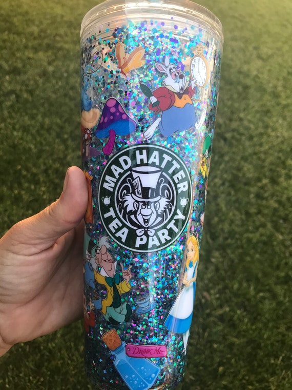 Alice - Mad Hatter - Cheshire Snowglobe Glitter Tumbler - Sealed - Custom -  Handmade - Sparkle - Etsy